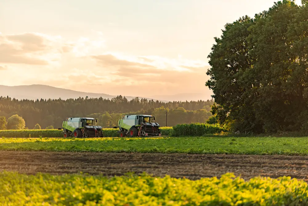 Optimización de cosecha en finca agraria con maquinaria moderna